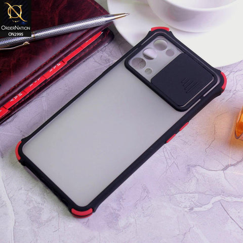 Oppo Reno 5 4G Cover - Black - Shockproof Bumper Color Border Semi Transparent Camera Slide Protection Case