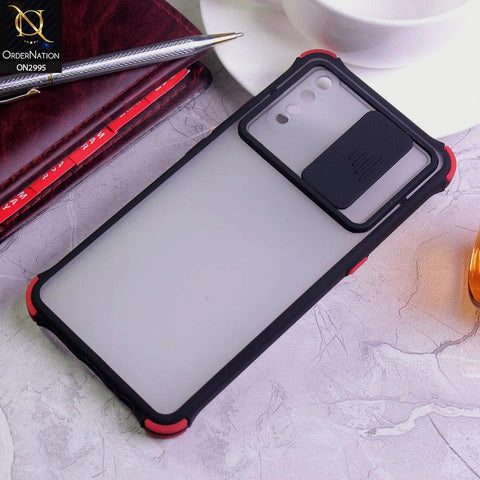 Vivo S1 Cover - Black - Shockproof Bumper Color Border Semi Transparent Camera Slide Protection Case