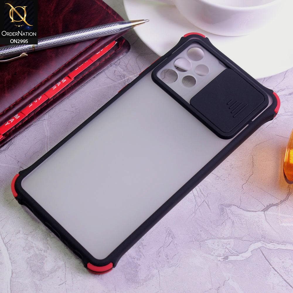 Samsung Galaxy A52 Cover - Black - Shockproof Bumper Color Border Semi Transparent Camera Slide Protection Case