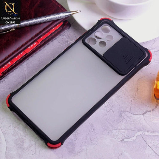 Samsung Galaxy A72 Cover - Black - Shockproof Bumper Color Border Semi Transparent Camera Slide Protection Case