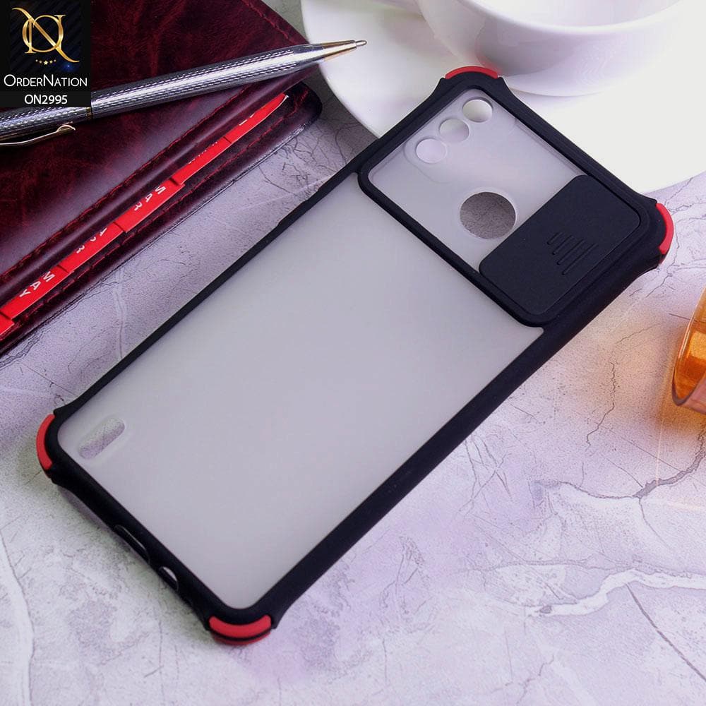 Tecno Spark 6 Go Cover - Black - Shockproof Bumper Color Border Semi Transparent Camera Slide Protection Case