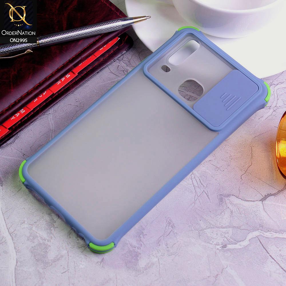 Vivo Y17 Cover - Gray - Shockproof Bumper Color Border Semi Transparent Camera Slide Protection Case