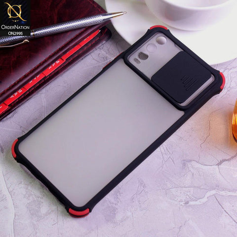 Vivo Y11s Cover - Black - Shockproof Bumper Color Border Semi Transparent Camera Slide Protection Case