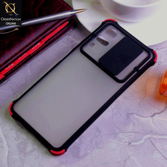 Vivo Y51 (2020 December) Cover - Black - Shockproof Bumper Color Border Semi Transparent Camera Slide Protection Case