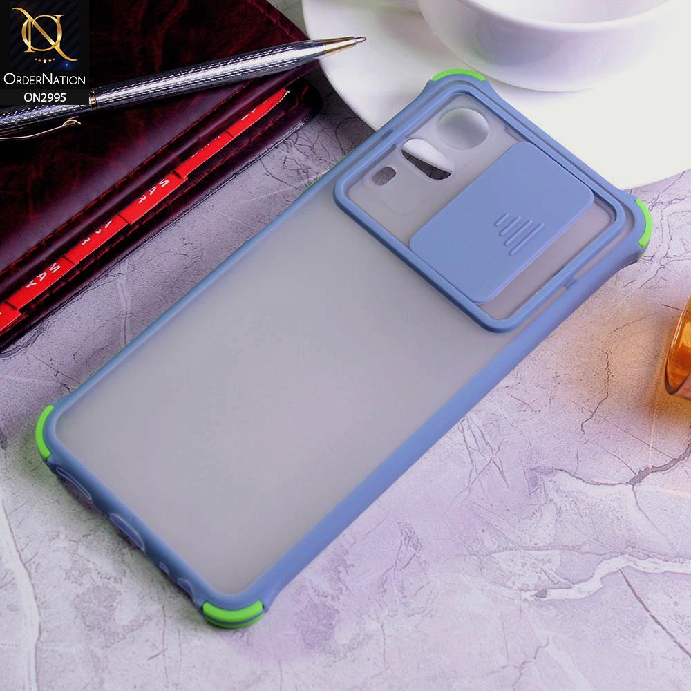 Vivo Y51 (2020 December) Cover - Gray - Shockproof Bumper Color Border Semi Transparent Camera Slide Protection Case