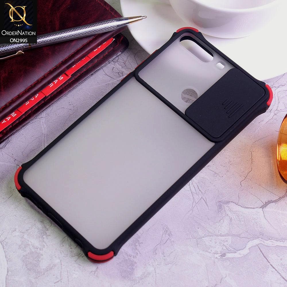 Huawei Y7 Prime 2018 / Y7 2018 Cover - Black - Shockproof Bumper Color Border Semi Transparent Camera Slide Protection Case