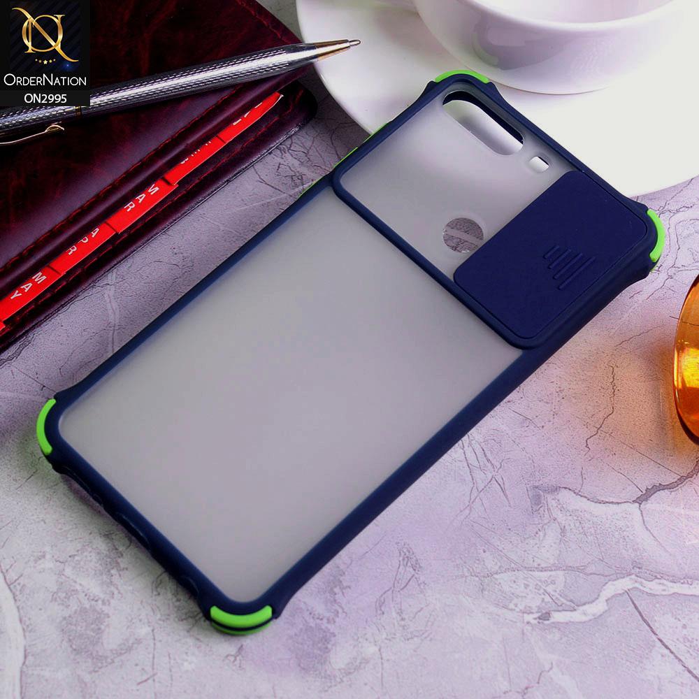 Huawei Y7 Prime 2018 / Y7 2018 Cover - Blue - Shockproof Bumper Color Border Semi Transparent Camera Slide Protection Case