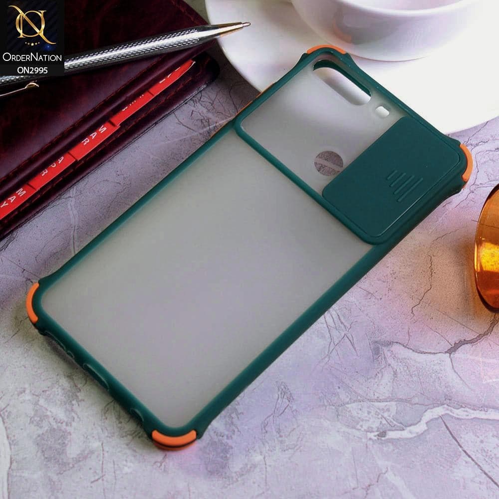 Huawei Y7 Prime 2018 / Y7 2018 Cover - Dark Green - Shockproof Bumper Color Border Semi Transparent Camera Slide Protection Case