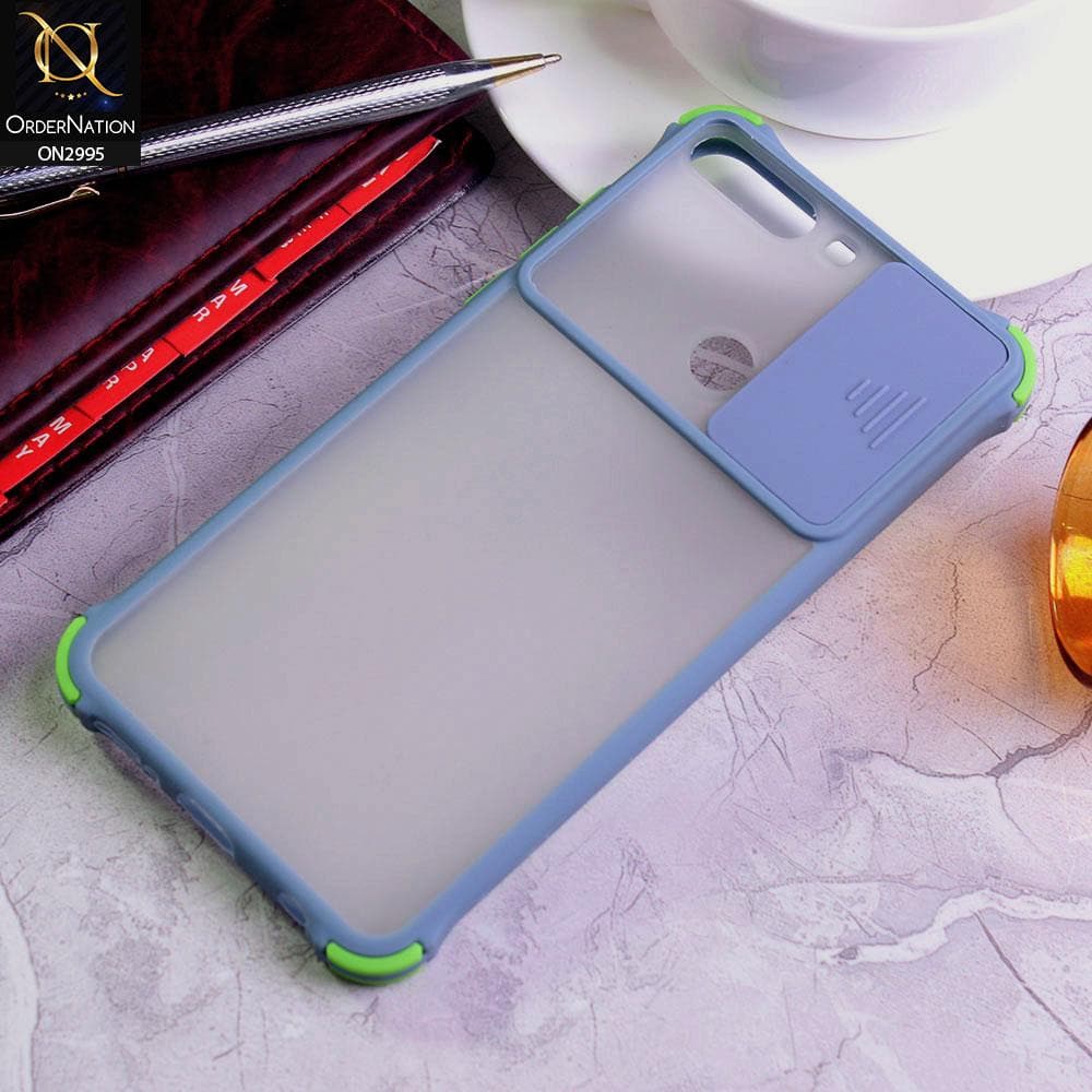 Huawei Y7 Prime 2018 / Y7 2018 Cover - Gray - Shockproof Bumper Color Border Semi Transparent Camera Slide Protection Case