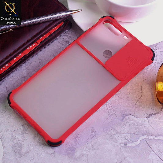 Huawei Y7 Prime 2018 / Y7 2018 Cover - Red - Shockproof Bumper Color Border Semi Transparent Camera Slide Protection Case