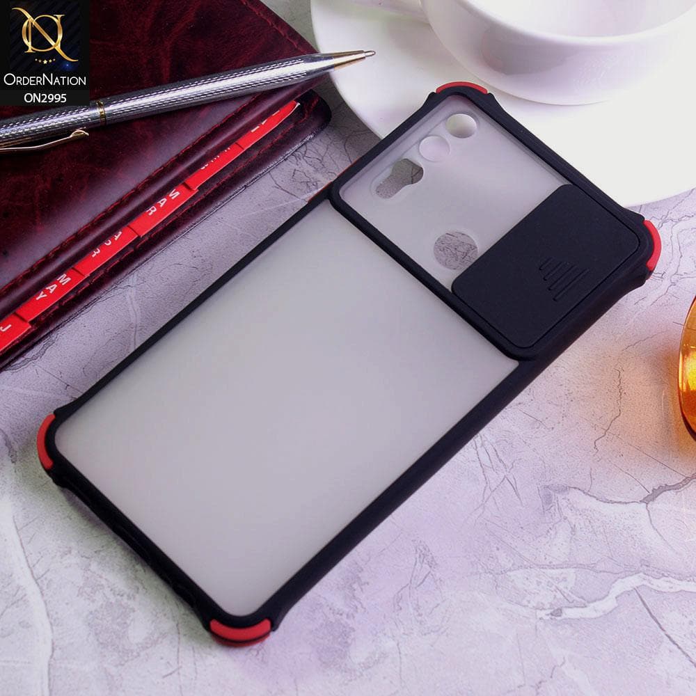 Huawei Y9 Prime 2019 Cover - Black - Shockproof Bumper Color Border Semi Transparent Camera Slide Protection Case
