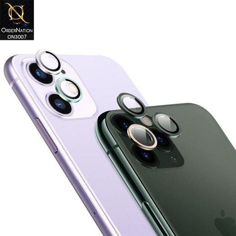 iPhone 12 Camera Protector - Blue - Metal Ring Camera Glass Protector