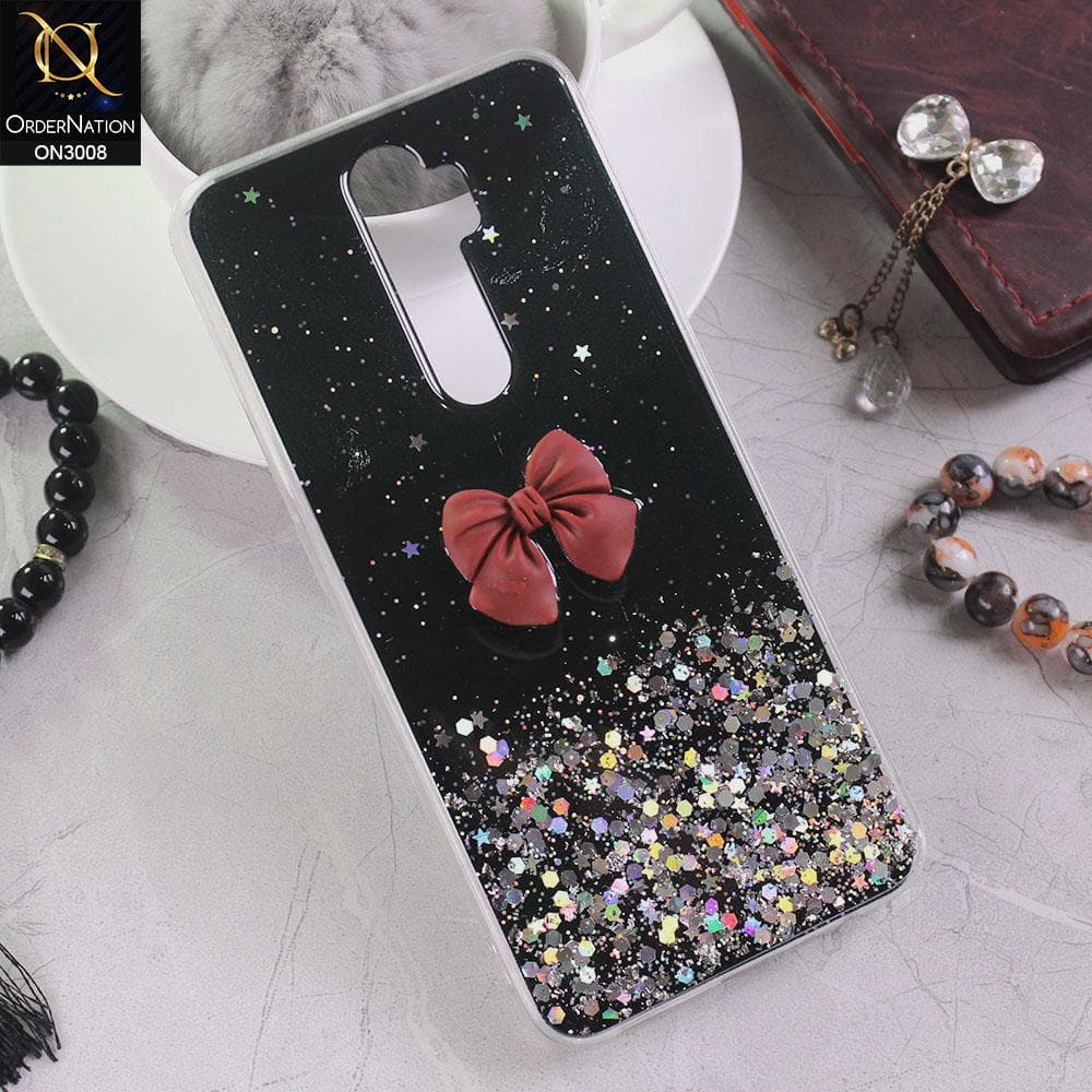 Oppo A9 2020 Cover - Black - Bling Glitter Shinny Star Soft Case With Bow - Glitter Does Not Move