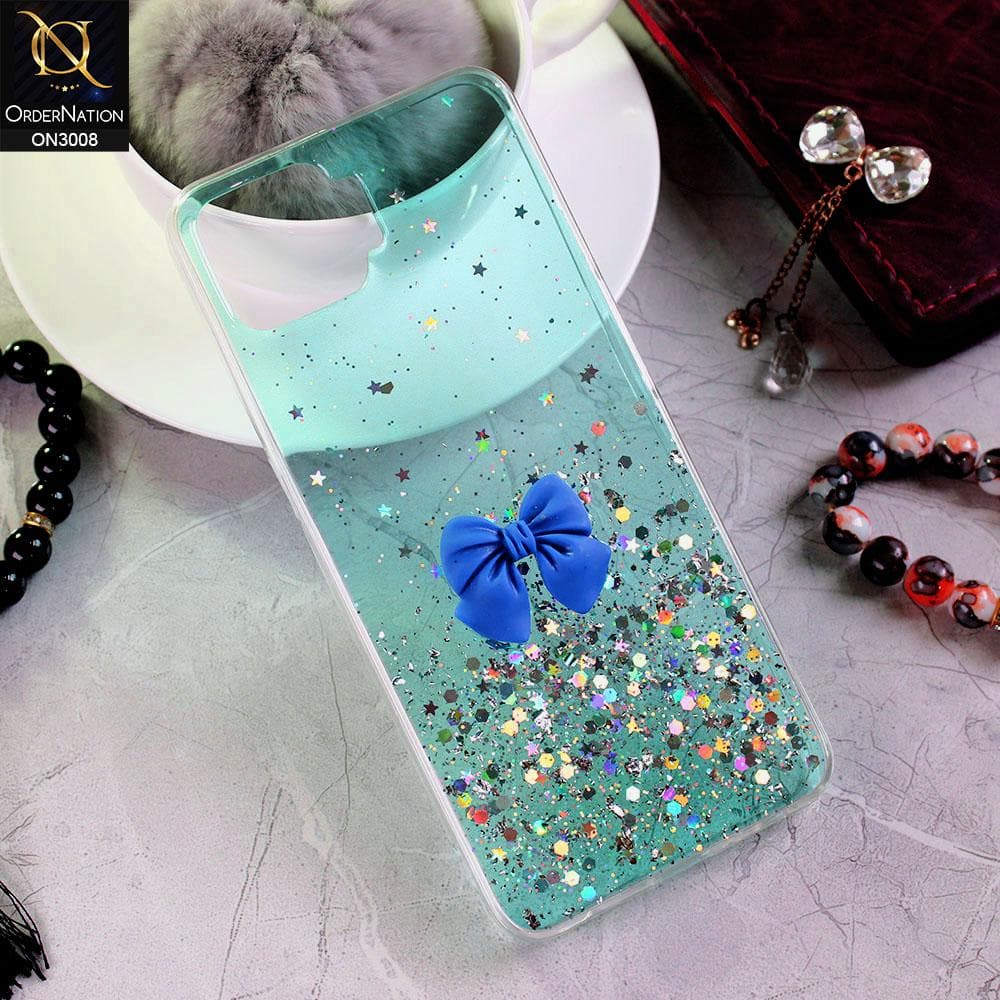 Oppo A73 Cover - Sea Green - Bling Glitter Shinny Star Soft Case With Bow - Glitter Does Not Move