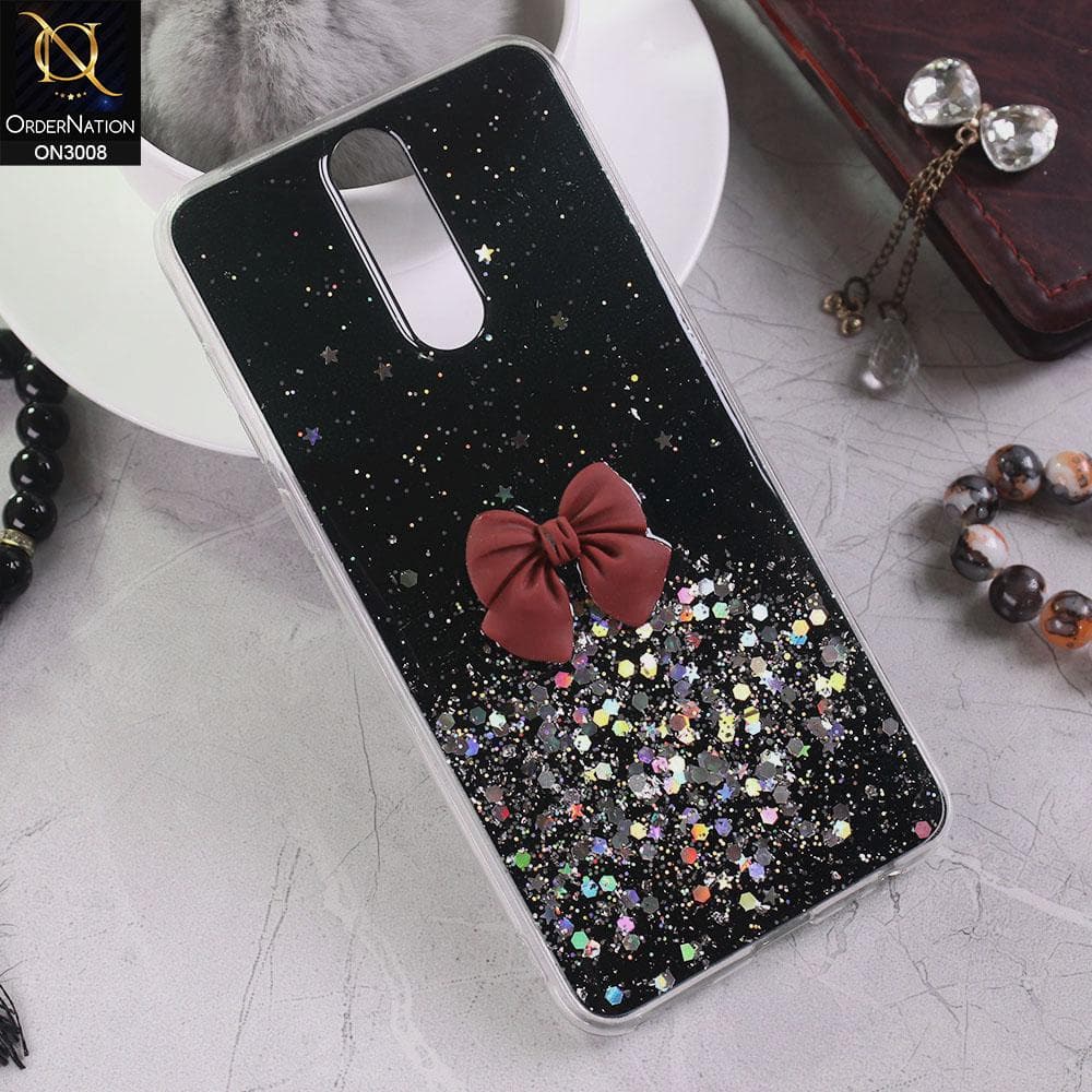 Huawei Mate 10 Lite Cover - Black - Bling Glitter Shinny Star Soft Case With Bow - Glitter Does Not Move