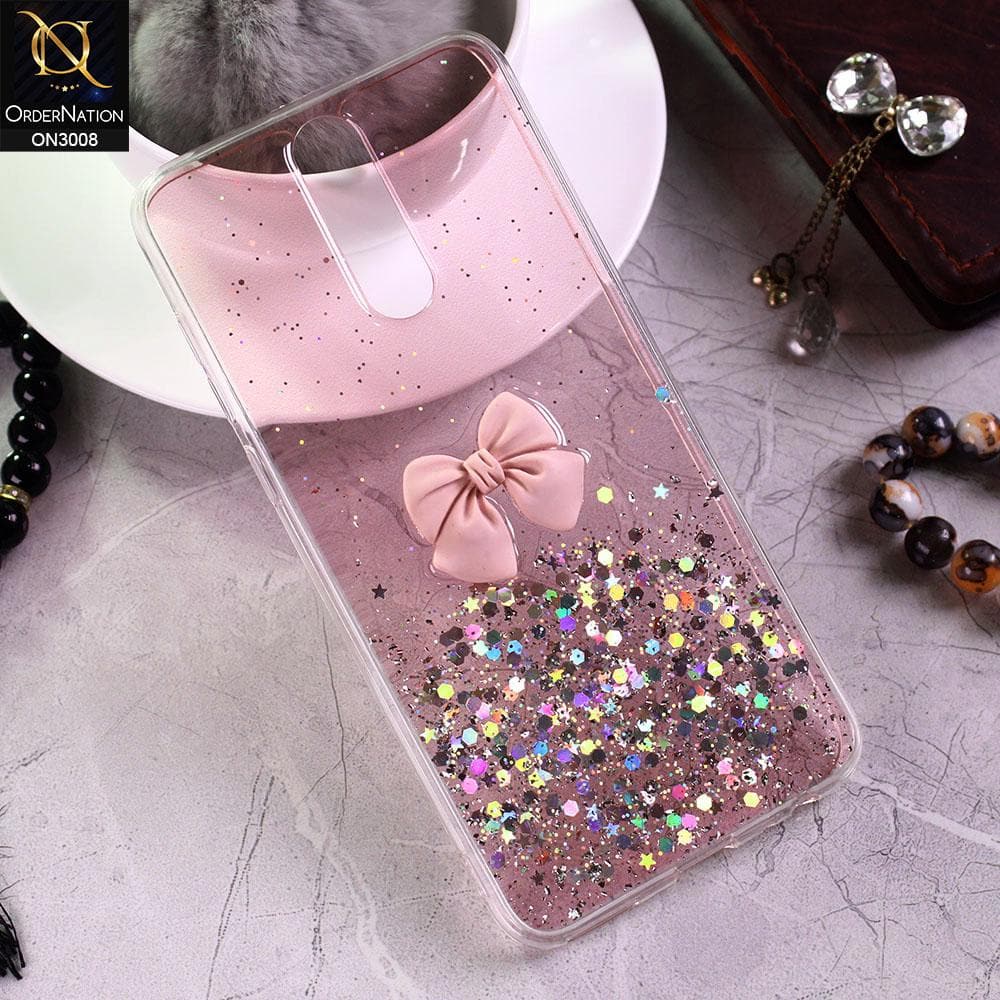 Huawei Mate 10 Lite Cover - Pink - Bling Glitter Shinny Star Soft Case With Bow - Glitter Does Not Move