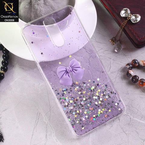 Huawei Mate 10 Lite Cover - Purple - Bling Glitter Shinny Star Soft Case With Bow - Glitter Does Not Move