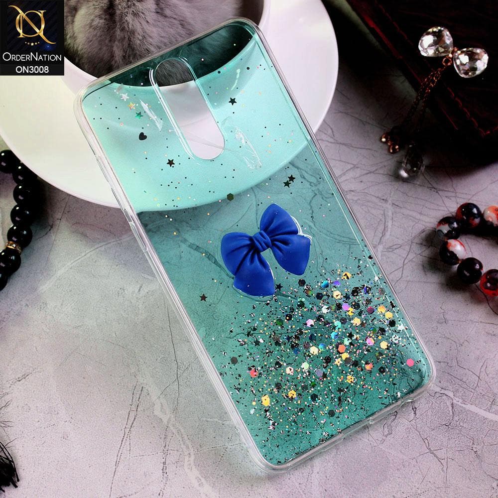Huawei Mate 10 Lite Cover - Sea Green - Bling Glitter Shinny Star Soft Case With Bow - Glitter Does Not Move