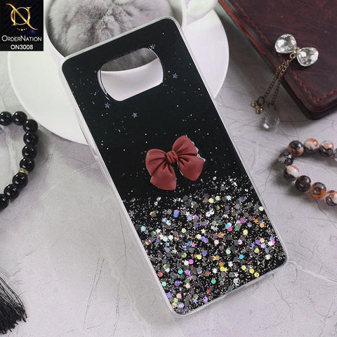 Xiaomi Poco X3 Cover - Black - Bling Glitter Shinny Star Soft Case With Bow - Glitter Does Not Move