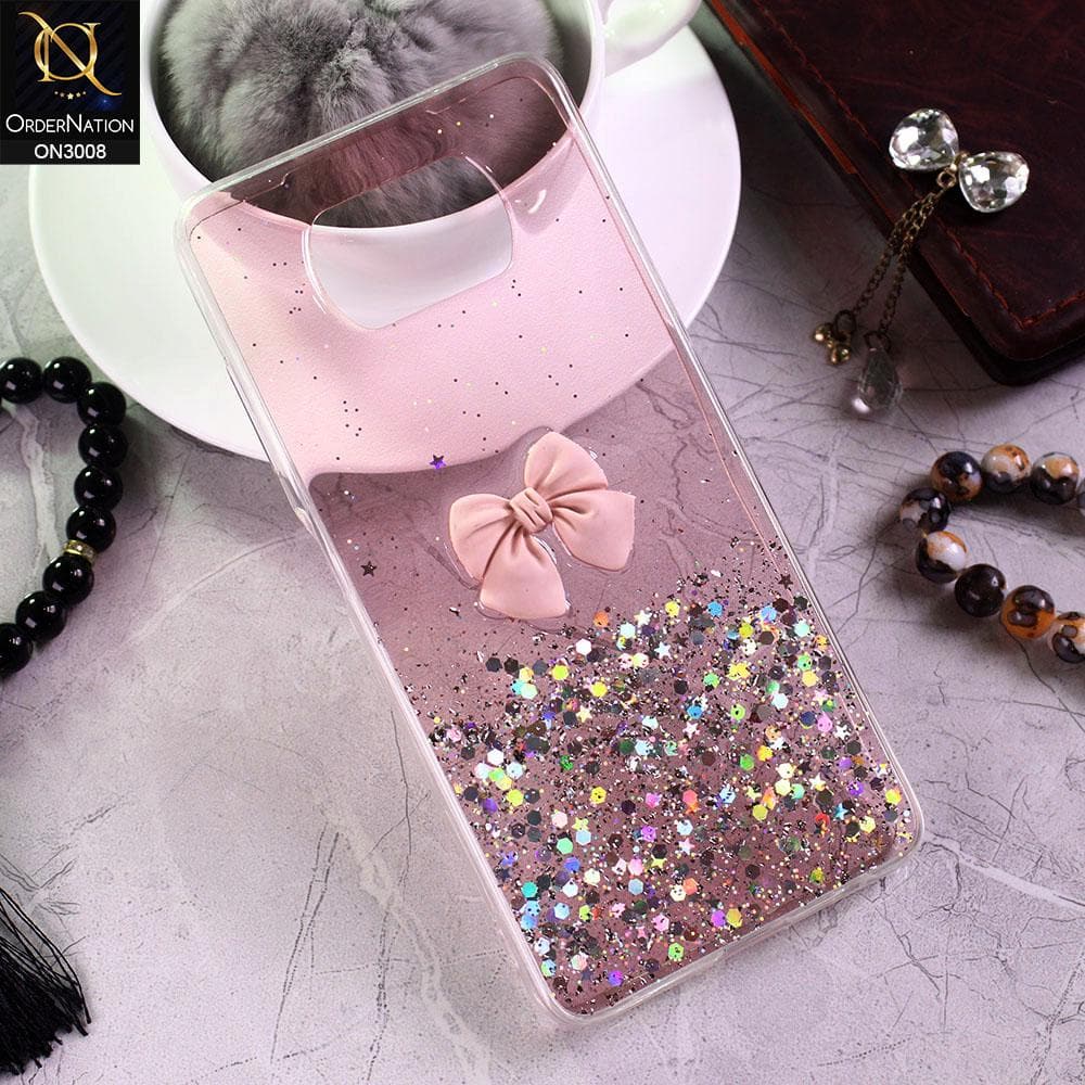 Xiaomi Poco X3 Cover - Pink - Bling Glitter Shinny Star Soft Case With Bow - Glitter Does Not Move