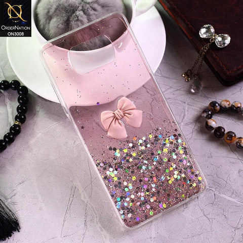 Xiaomi Poco X3 Cover - Pink - Bling Glitter Shinny Star Soft Case With Bow - Glitter Does Not Move