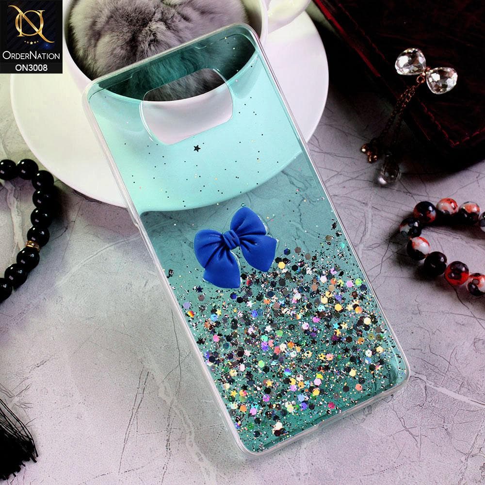 Xiaomi Poco X3 Pro Cover - Sea Green - Bling Glitter Shinny Star Soft Case With Bow - Glitter Does Not Move