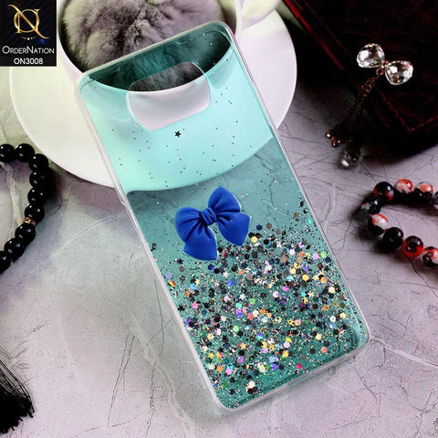 Xiaomi Poco X3 Cover - Sea Green - Bling Glitter Shinny Star Soft Case With Bow - Glitter Does Not Move