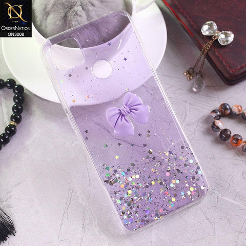 Xiaomi Redmi 9C Cover - Purple - Bling Glitter Shinny Star Soft Case With Bow - Glitter Does Not Move
