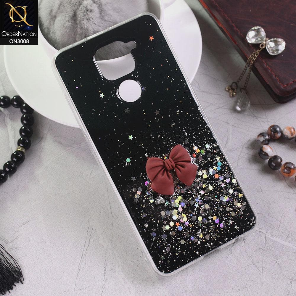 Xiaomi Redmi 10X 4G Cover - Black - Bling Glitter Shinny Star Soft Case With Bow - Glitter Does Not Move