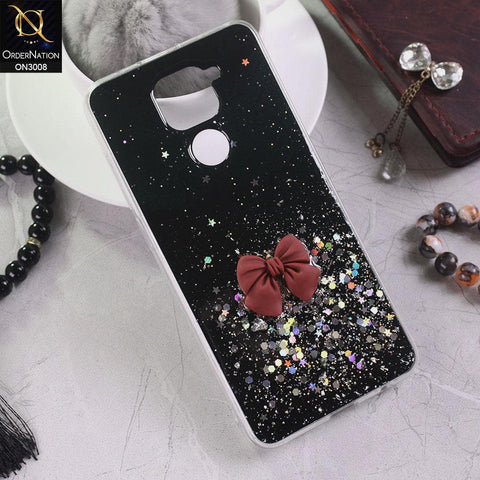 Xiaomi Redmi 10X 4G Cover - Black - Bling Glitter Shinny Star Soft Case With Bow - Glitter Does Not Move
