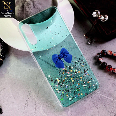 Vivo S1 Cover - Sea Green - Bling Glitter Shinny Star Soft Case With Bow - Glitter Does Not Move