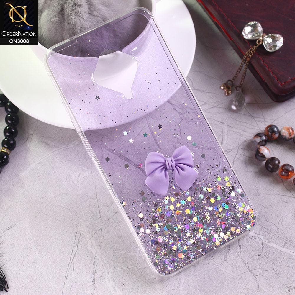 Vivo Y51 Cover - Purple - Bling Glitter Shinny Star Soft Case With Bow - Glitter Does Not Move