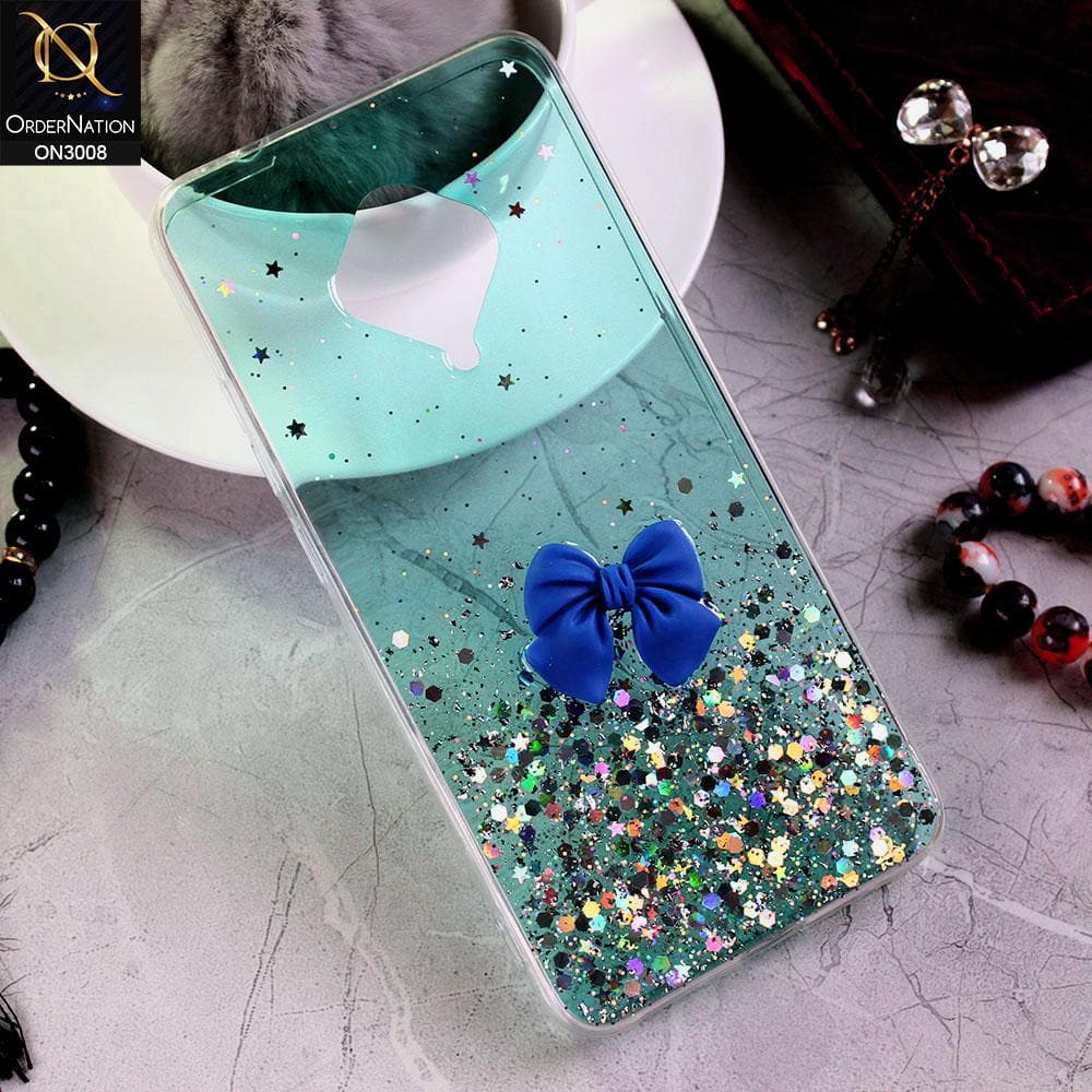 Vivo Y51 Cover - Sea Green - Bling Glitter Shinny Star Soft Case With Bow - Glitter Does Not Move