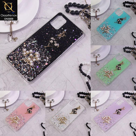 Samsung Galaxy A51 Cover - Black -  Fancy Rhinestone Glitter Shower Soft Case