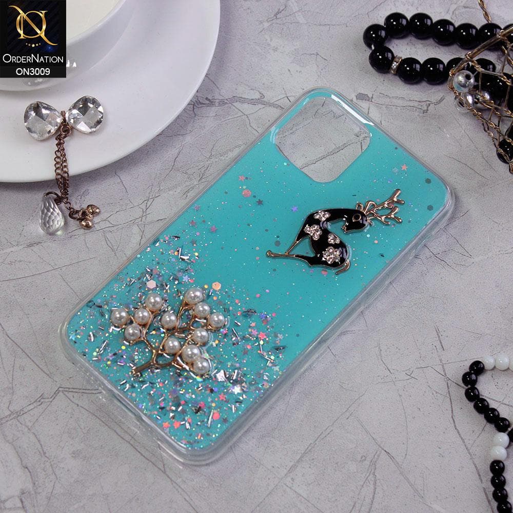 iPhone 11 Pro Cover - Blue -  Fancy Rhinestone Glitter Shower Soft Case