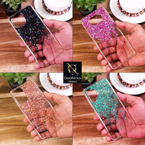 Vivo Y20s Cover - Black - Dry Sparkling Bling Glitter Soft Silicone Case (Glitter Does Not Move)