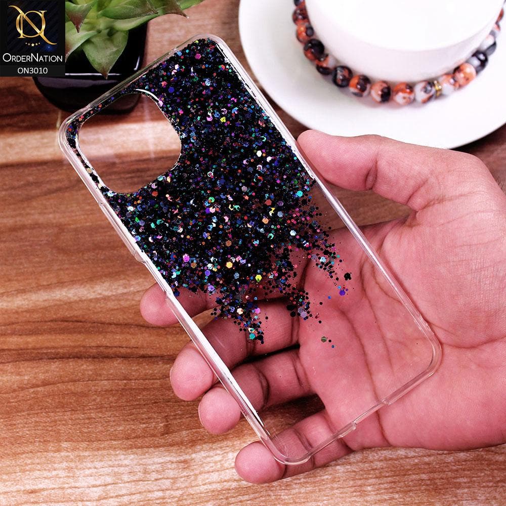 Xiaomi Mi 11 Lite Cover - Black - Dry Sparkling Bling Glitter Soft Silicone Case (Glitter Does Not Move)