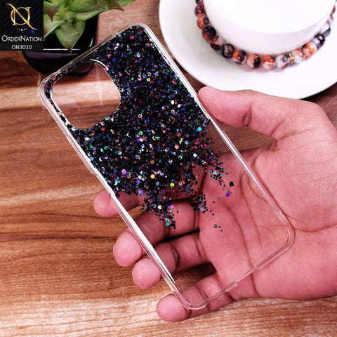 Xiaomi Mi 11 Lite Cover - Black - Dry Sparkling Bling Glitter Soft Silicone Case (Glitter Does Not Move)