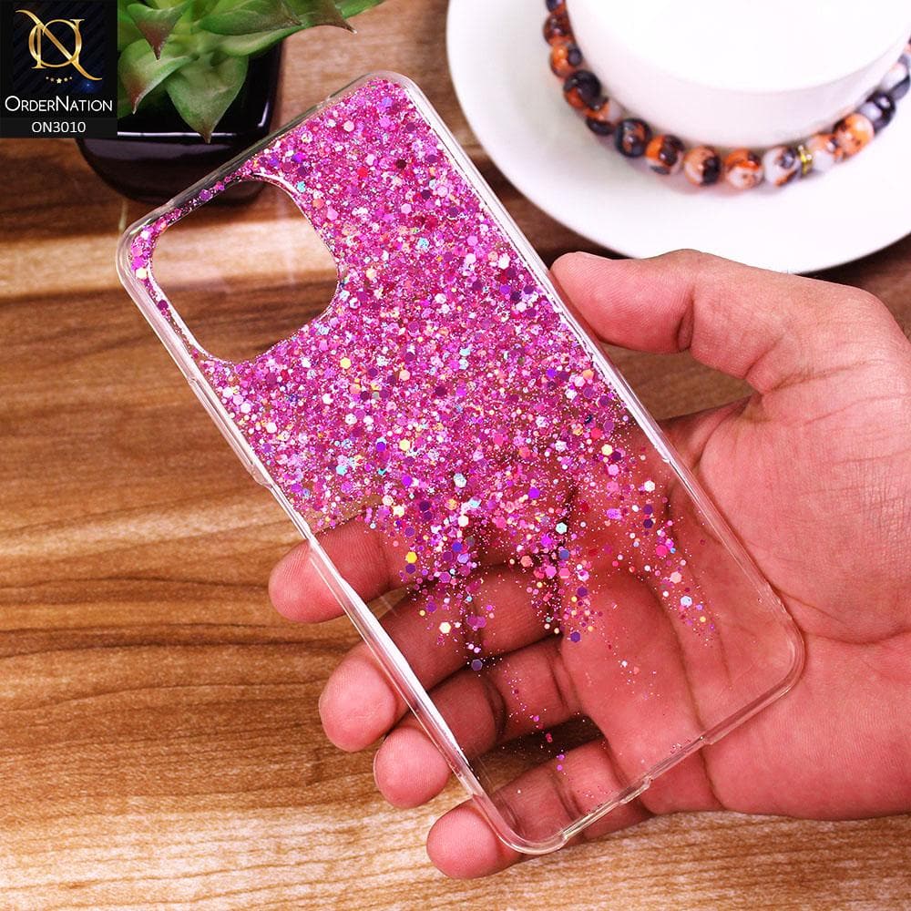 Xiaomi Mi 11 Lite Cover - Purple - Dry Sparkling Bling Glitter Soft Silicone Case (Glitter Does Not Move)