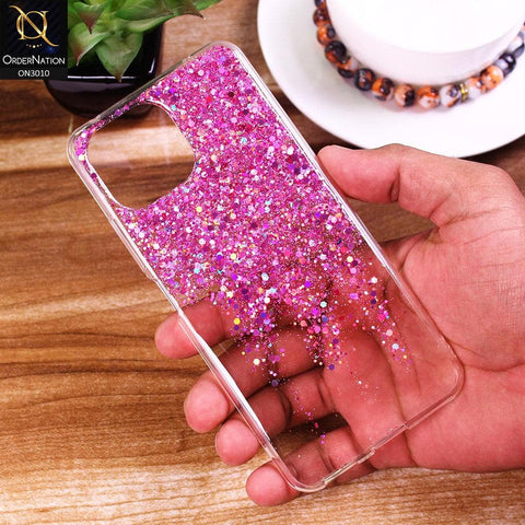 Xiaomi Mi 11 Lite Cover - Purple - Dry Sparkling Bling Glitter Soft Silicone Case (Glitter Does Not Move)