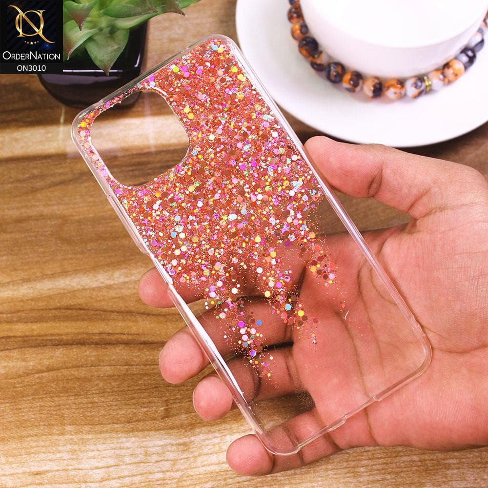Xiaomi Mi 11 Lite Cover - Rose Gold - Dry Sparkling Bling Glitter Soft Silicone Case (Glitter Does Not Move)