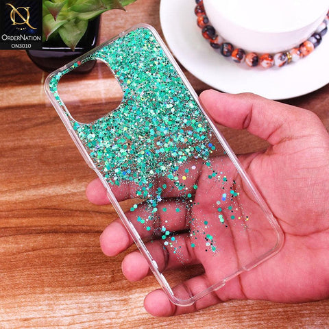 Xiaomi Mi 11 Lite Cover - Sea Green - Dry Sparkling Bling Glitter Soft Silicone Case (Glitter Does Not Move)