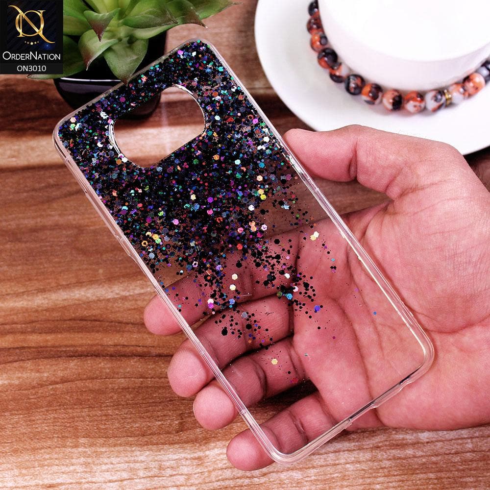Xiaomi Poco X3 Cover - Black - Dry Sparkling Bling Glitter Soft Silicone Case (Glitter Does Not Move)