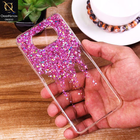 Xiaomi Poco X3 Cover - Purple - Dry Sparkling Bling Glitter Soft Silicone Case (Glitter Does Not Move)