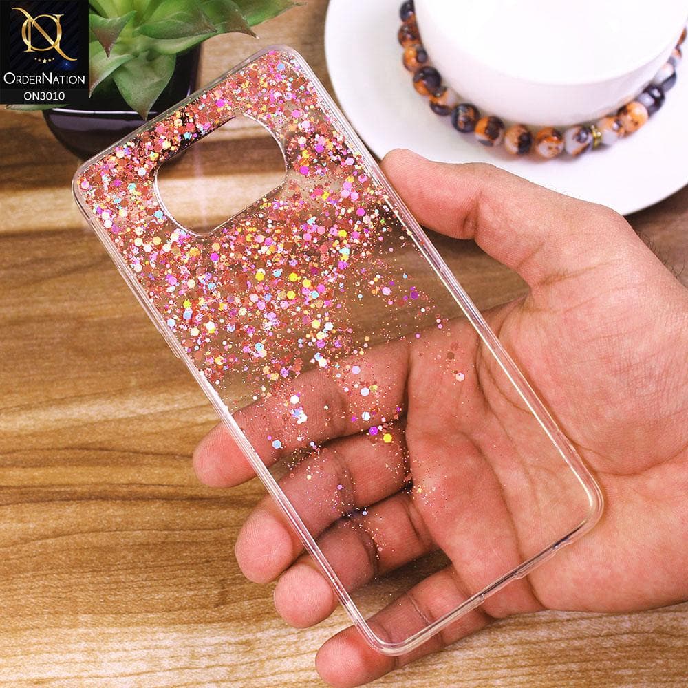 Xiaomi Poco X3 Pro Cover - Rose Gold - Dry Sparkling Bling Glitter Soft Silicone Case (Glitter Does Not Move)