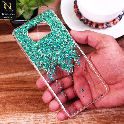 Xiaomi Poco X3 Cover - Sea Green - Dry Sparkling Bling Glitter Soft Silicone Case (Glitter Does Not Move)