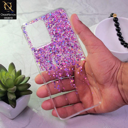 Realme 8 Pro Cover - Purple - Dry Sparkling Bling Glitter Soft Silicone Case (Glitter Does Not Move)