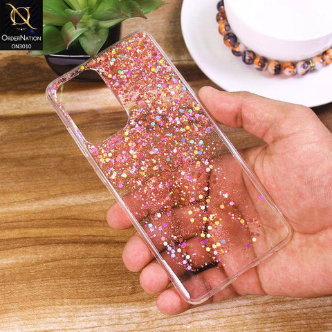 Realme 8 Pro Cover - Rose Gold - Dry Sparkling Bling Glitter Soft Silicone Case (Glitter Does Not Move)