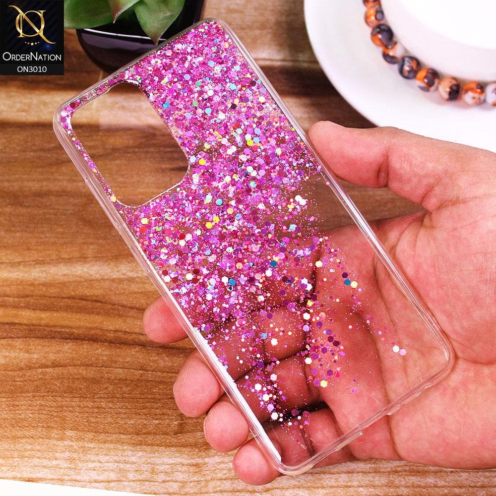 Xiaomi Redmi Note 10 4G Cover - Purple - Dry Sparkling Bling Glitter Soft Silicone Case (Glitter Does Not Move)