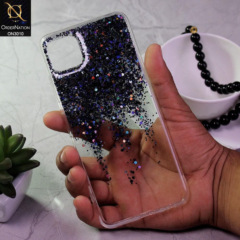 Samsung Galaxy A22 5G Cover - Black - Dry Sparkling Bling Glitter Soft Silicone Case (Glitter Does Not Move)